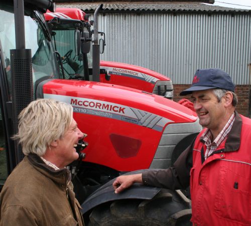 Will Charnley (left) of John Charnley & Sons with dairy farmer David Lomas and two of his McCormick tractors – a 112hp MC115 and the 100th McCormick supplied by Charnleys, a 100hp CX110 XtraShift. Will Charnley (left) of John Charnley & Sons with dairy farmer David Lomas and two of his McCormick tractors – a 112hp MC115 and the 100th McCormick supplied by Charnleys, a 100hp CX110 XtraShift.