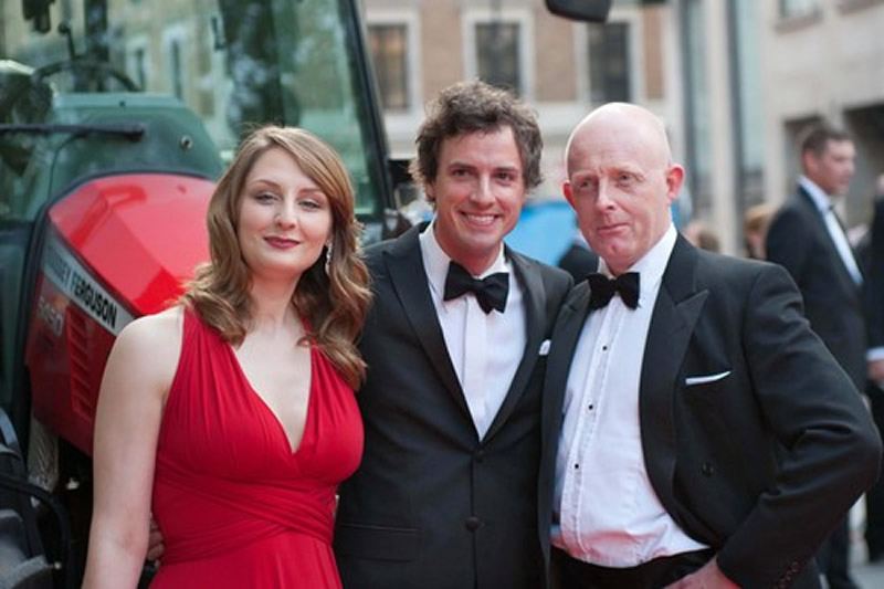 Guy Browning, Alice Zawadzki and Tom Mitchelson pictured with the Massey Ferguson 5450 Guy Browning, Alice Zawadzki and Tom Mitchelson pictured with the Massey Ferguson 5450