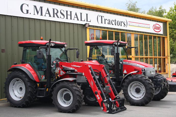 McCormick tractors outside the showroom at George Marshall’s St Boswells dealership: a 110hp X60.40 with McCormick LiftMaster loader and a 126hp four-cylinder MC130. McCormick tractors outside the showroom at George Marshall’s St Boswells dealership: a 110hp X60.40 with McCormick LiftMaster loader and a 126hp four-cylinder MC130.