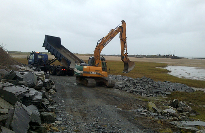 Work starts at Llanbedr to repair flood defence Work starts at Llanbedr to repair flood defence