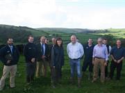 Cabinet Secretary for Rural Affairs visits farm in Brecon to discuss Welsh agriculture Lesley Griffiths pictured with NFU Cymru Deputy President John Davies and the delegation present at the meeting
