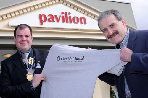 (L to R) Rob Cann, chairman of Devon Young Farmers Club with Alan Goddard, managing director of Cornish Mutual at Exmouth Pavilions