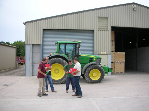 left to right Dick Hall, David Tinney, Chris Ringrose-Voase and Michael Scantlebury.and of course the tractor!
