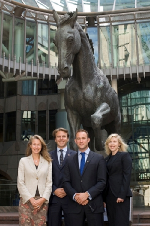 members of the equine team, from left to right Juliet Redfern, Robert Wells, Jeremy Chappell, and Laura Harrison