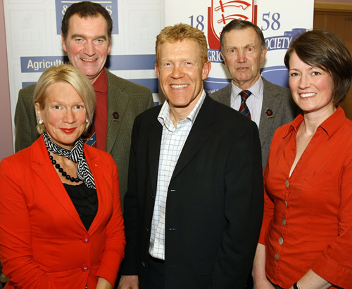 Pictured are Caroline Benyon; Mike Porter,Adam Henson, Richard Matthews, Presidentgri of the Essex Acultural Society and  Caroline Flanagan