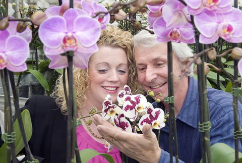 Tim Morris, Company Director at Hollyoak Orchids Ltd with Paula Haycocks, Barclays Business Manager