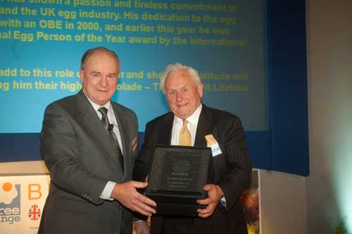 John Campbell receives the Lifetime Achievement Award from BFREPA chairman John Retson