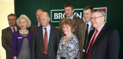 Fourth from left Jim Paice with Brown & Co staff John Weston, Lisa Buckingham, Mike Stubbins, Tim Young, Debbie Spencer, Chris Purllant and Jim Major