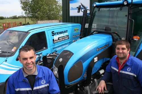 Stewart Morley (left) and workshop technician David Parkinson are now providing parts and service back-up for Landini tractors throughout Lancashire, as well as supplying the full range of 23hp to 225hp models.