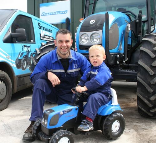 Next generation – Stewart Morley, pictured with his son William, is expanding the agricultural and groundcare machinery dealership at Pilling by taking on the Landini tractor franchise for Lancashire.