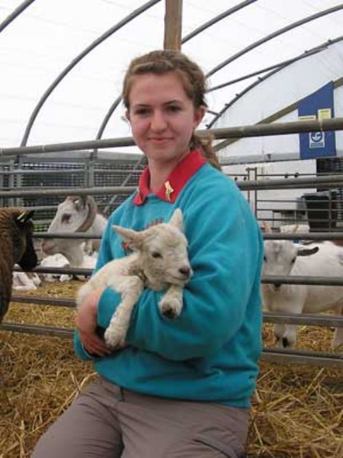 Katy Hogg with the new lamb