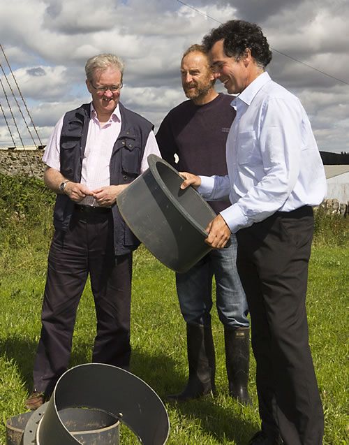 L-R) Stewart Stevenson, Ross Paton and Dr Bob Rees at Torr Farm