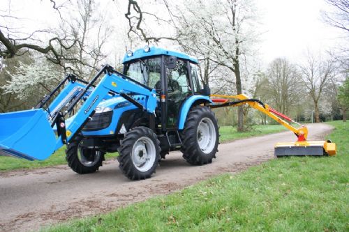 The Landini 1-55M has a 54hp Daedong four-cylinder engine and 12x12 transmission.
