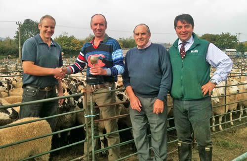 Andrew Lawton Cup winner Phillip Pugh (left) pictured with sponsor Andrew Lawton, judge Cyril Owen and auctioneer James Evans.