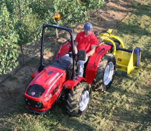 A 36hp Valpadana 4545 VRM four-wheel drive tractor at work.
