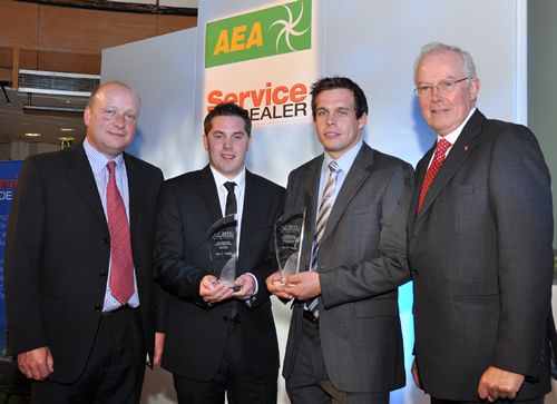  Richard Johnson, Technician of the Year Daniel Massey, Apprentice of the Year Christopher Mason and IAgrE president Peter Leech