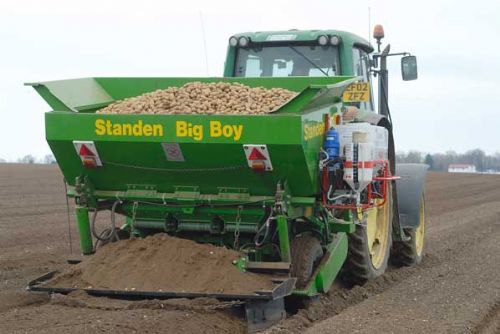 Amistar applicator on potato planter