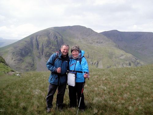 2012 Yorkshire Big Breakfast hosts Lovesome Hill Farm’s John and Mary Pearson are pictured in the Lake District on St. Sunday Crag, with Striding Edge as the backdrop