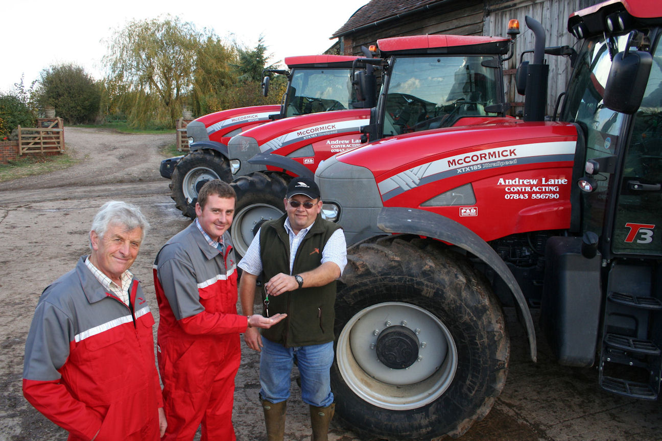 Anthony Wilkes of P&D Engineering, Bredon, Glos, hands over the keys to Andrew (centre) and Roger Lane.