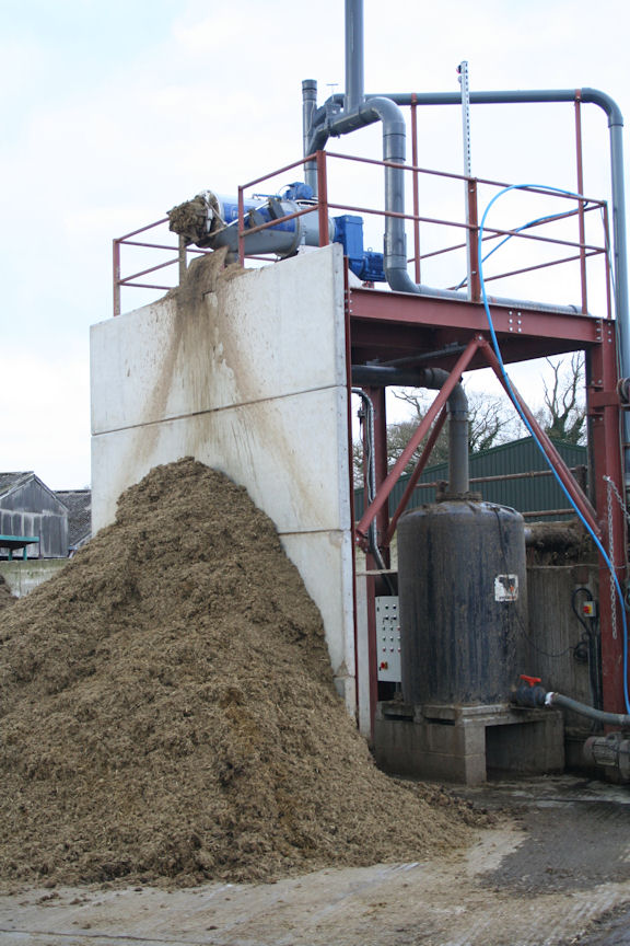 The finished product â€“ fibrous material freshly extracted from slurry is easily stored and spread to the land anywhere on the farm to provide a welcome sour ce of dry matter and nutrients on hungry land.