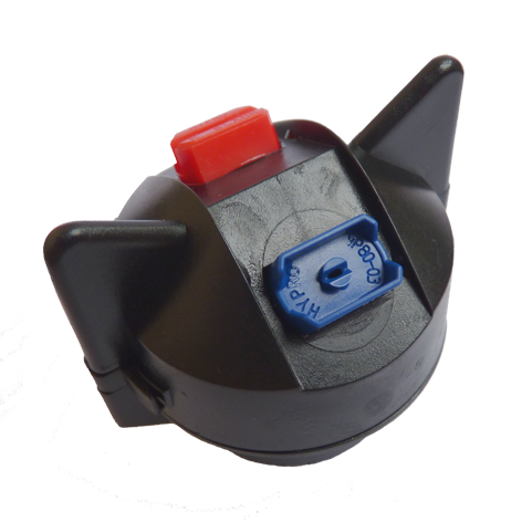 The VPTech nozzle assembly comprises an inclined Hypro VP spray tip and a blank installed in a TwinCap body. 