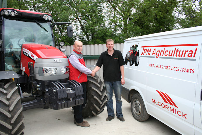 Let's shake on the deal: Marc Shepherd (left) and James Hunt have combined their businesses into a more effective and efficient dealership representing McCormick and a number of farm implement franchises in the north east of Lincolnshire.
