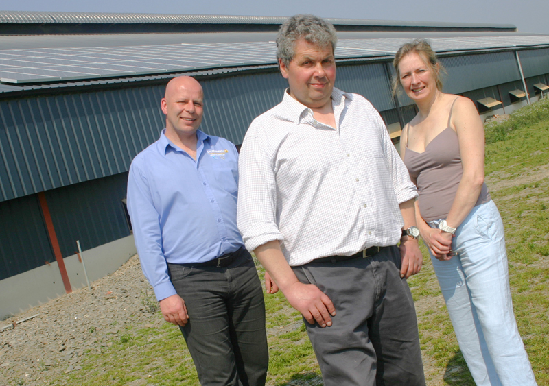 (left to right): Gareth Jehu, director, Salop Energy, David Sockett, owner, Upper House Farm, Mandy Stoker, director, E4environment