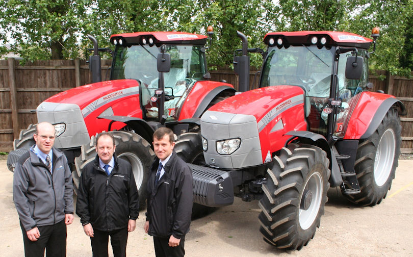Rental operator Hawk receives the first McCormick tractors of 2012 (from left): Tim Lawrence, fleet manager at McCormick distributor AgriArgo UK; John Smith, Hawk Tractors operations manager; and Andrew Annandale, one of Hawk’s area rental managers.