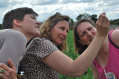 The survey demonstrated the value of flowering field margins and other non-crop habitats on farms, said Dr Helen Roy (centre).