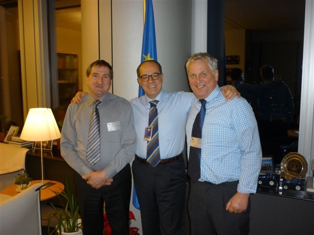 BRUSSELS VISIT: Prof Paolo De Castro (centre) with FUW president Emyr Jones (left) and deputy president Glyn Roberts.