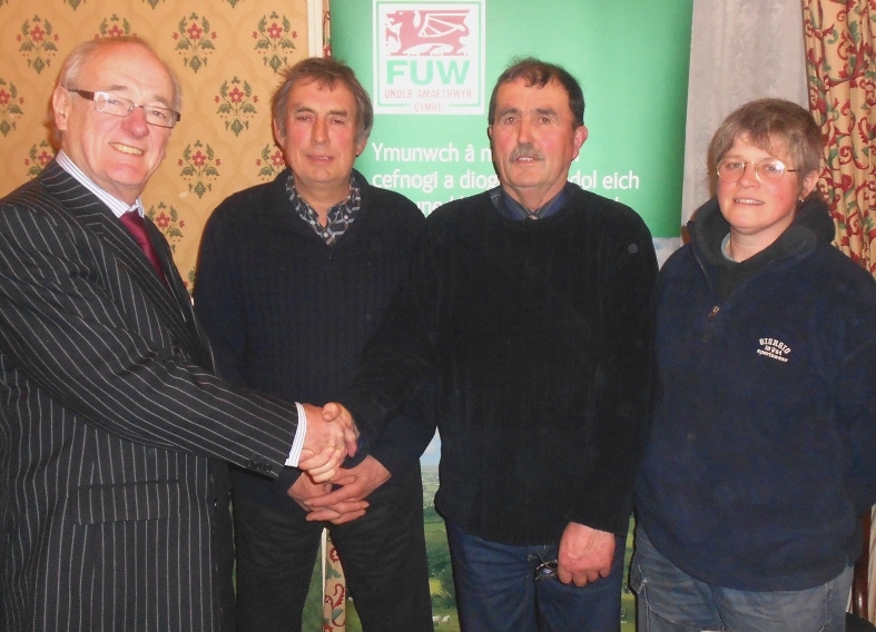 COMMISSIONER CALLS: Winston Roddick (far left) with FUW Meirionnydd president Dafydd T Ellis, vice chairman Owain Gwilym Thomas and chairman Olwen Ford.