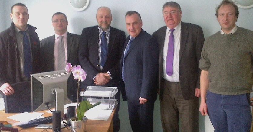 From left, FUW Brecon and Radnor county executive officer Aled Jones, William Powell, Brian Bowen, Mark Williams, Roger Williams and FUW director of policy Nick Fenwick.