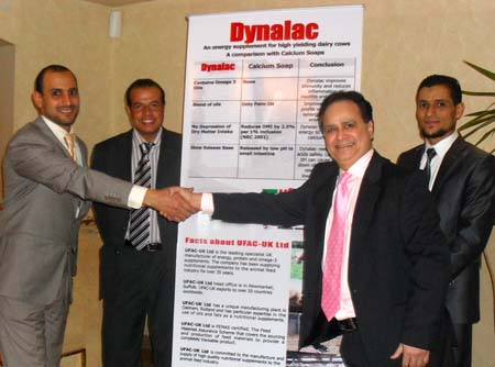 (l to r) Dr Fatouh and Dr Hany, of Unitrade Egypt, with Ufac director, Vijay Nigdikar, and Dr Medhat, CEO of Unitrade at the product launch in Cairo
