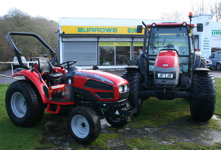 McCormick tractors for farm and groundscare use include the 28hp hydro drive X10.30H (left) and the 92hp C-100 Max.