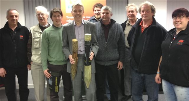 Members and staff of FUW Brecon and Radnor branches with guest speakers Ian Smith, of Postsaver Ltd, and Gary and Eifion Price from Llandre Sawn Wood.