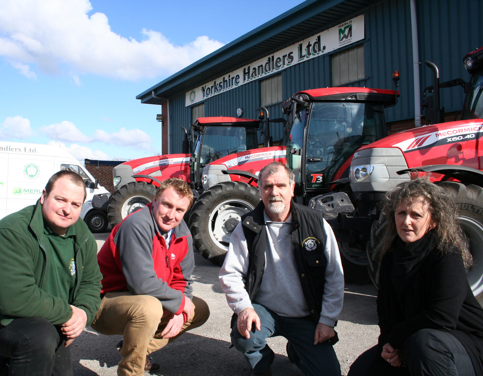 Phil and Rhonda Robinson (right) of new McCormick sales and service support dealer Yorkshire Handlers, Murton near York, with Lee Richardson, service manager (left) and Phil Maw of McCormick distributor AgriArgo UK. 