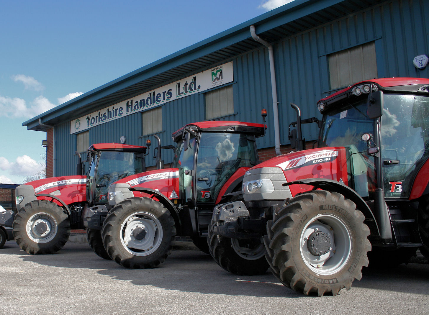 A line-up of new McCormick tractors at the Murton premises of new sales and service support dealer Yorkshire Handlers.