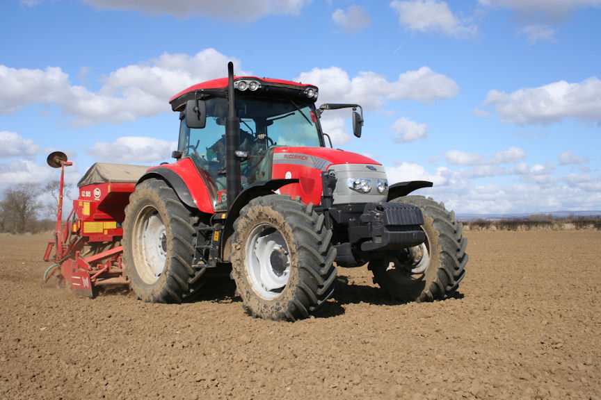 The new McCormick MC130 at Bellwood Farm, Butterwick presses on sowing spring barley during a welcome spell of dry weather.