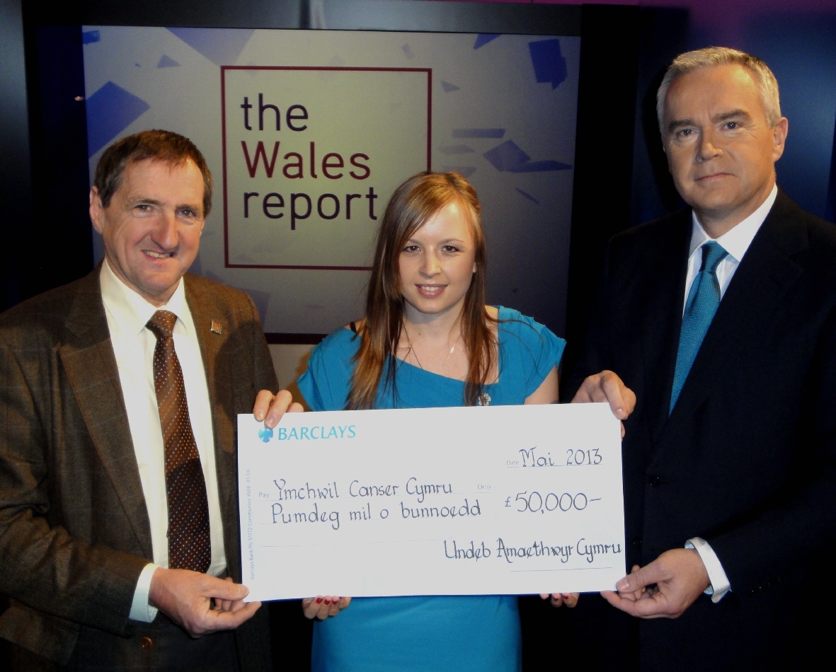 From left, Emyr Jones, Meinir Lewis and Huw Edwards.