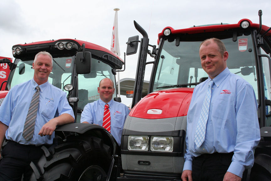 From left: Bob Bain, AgriArgo area sales manager for Scotland, with his new McCormick sales, service and parts dealers for Aberdeenshire, Mark Wood and Brian Smith.