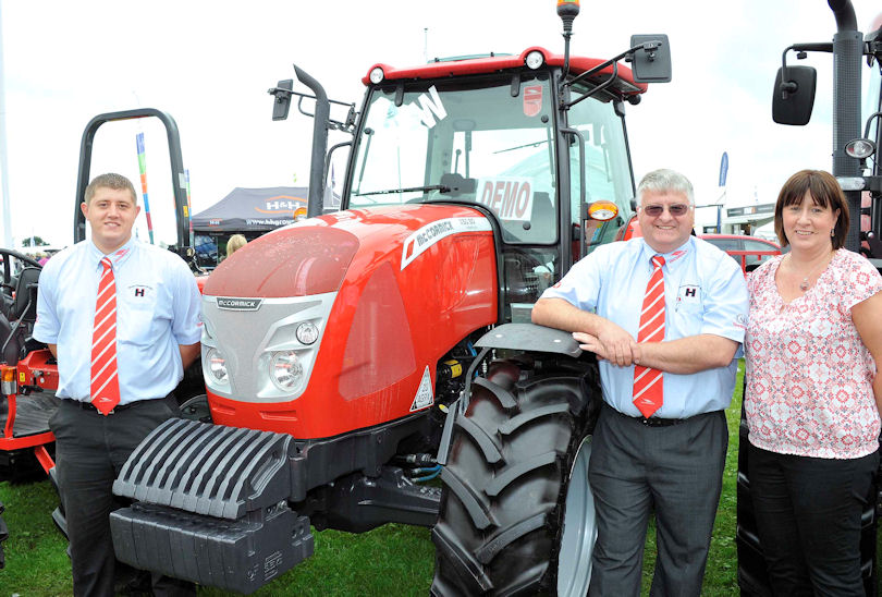 A family concern – Jonathan (left) with his parents Sue and Bryan Hoggarth and the new McCormick X50 tractor, the first of several new ranges being introduced over the next two years.