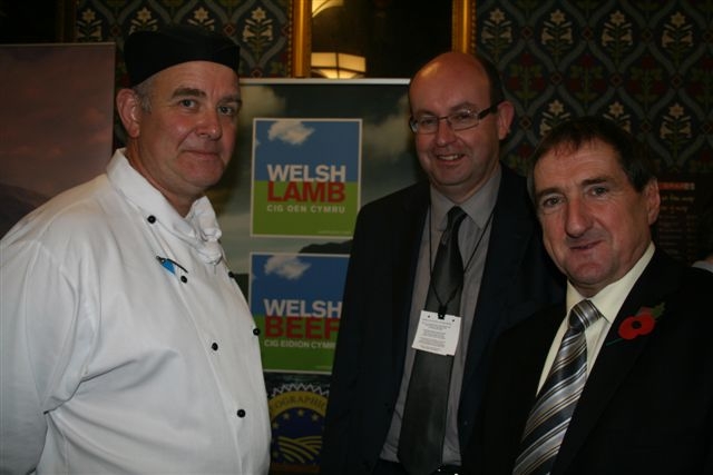 SHOP WINDOW: From left, House of Commons sous chef Terry Wiggins, Hybu Cig Cymru communications manager Alan Morris and Emyr Jones.