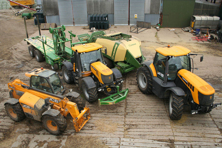 Bale crew - Fastracs for baling and chasing, Loadall for handling, stacking and loading.