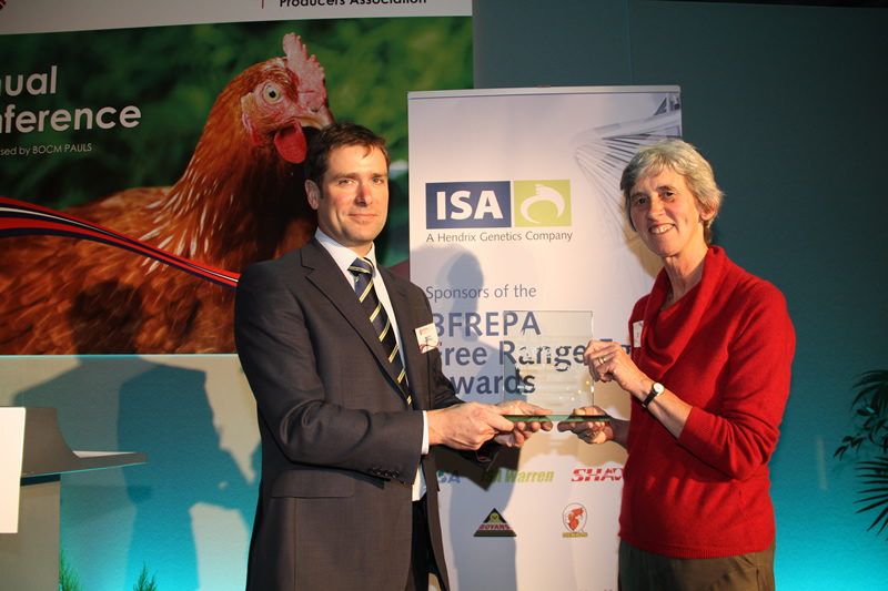 Ann Herbert, who began producing eggs for Daylay in 1990, received the award for producers with more than five year's experience in free range
