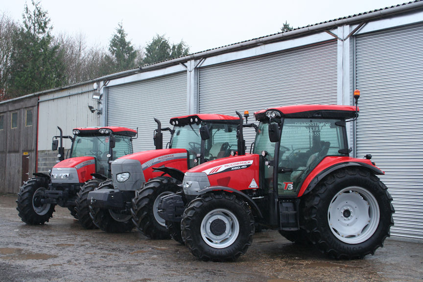 A line-up of McCormick tractors outside the refurbished workshop, parts store and offices occupied by new south Somerset dealer M Baker Engineering Ltd.