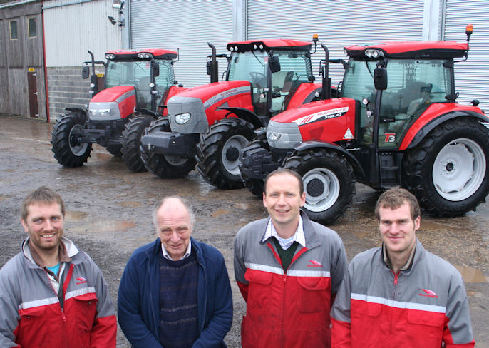 Mark Baker (second from right) works alongside trained technicians Ali Haine (left) and Mark Wareham (right), and parts storesman Dave Fox. 