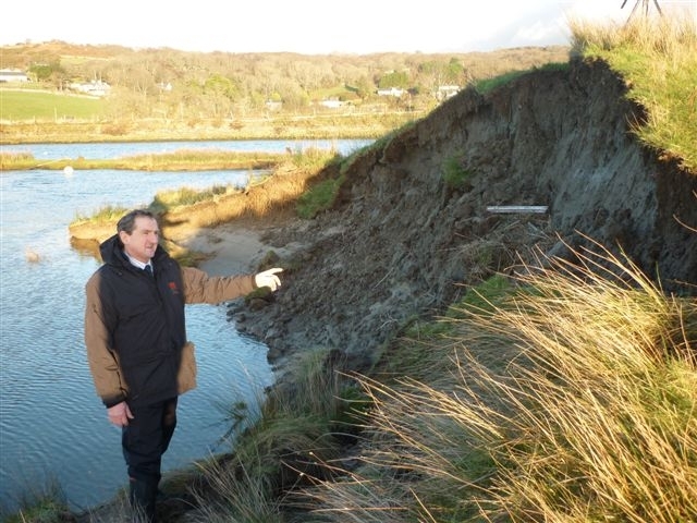 FLOOD DEFENCES: Emyr Jones on the site of the breach at Llanbedr, near Harlech.