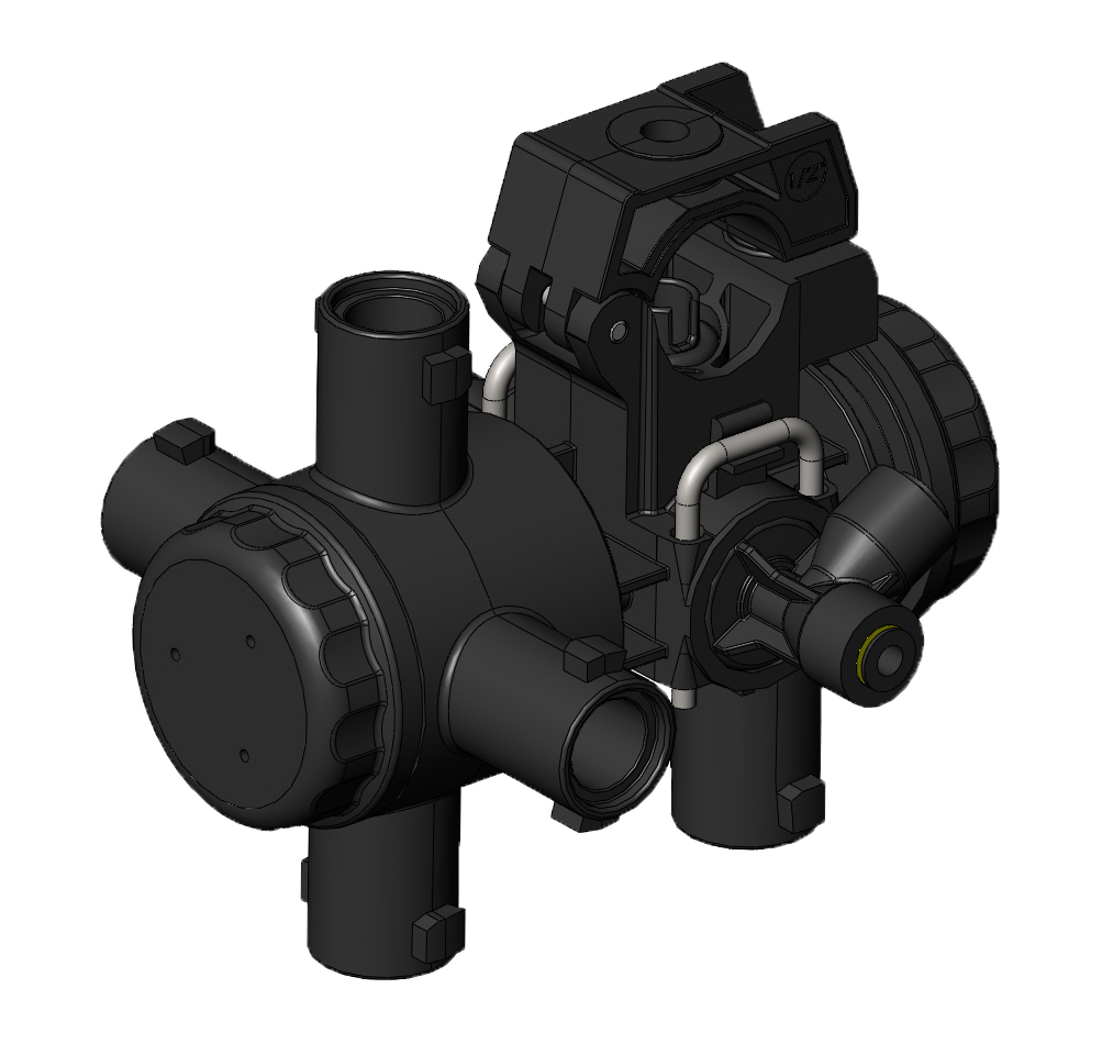 The new Hypro body assembly provides easy switching between different nozzles.