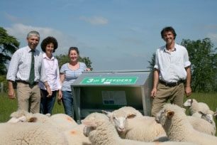 Thomas Garland and girlfriend Helen (right) receive their new 3in1 Feeder from Bryan Griffiths, NSA South West Region Chairman and Charlotte Underwood, NSA Recruitment Officer (left)