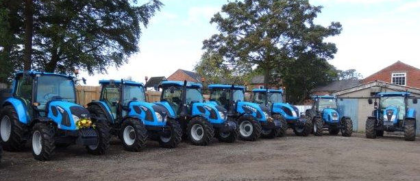 A line-up of just of the tractor models that form the Landini tractor range.